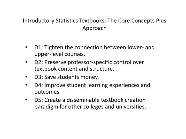 introductory statistics textbooks the core concepts plus approach
