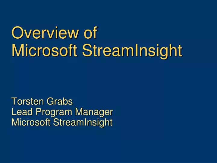 overview of microsoft streaminsight