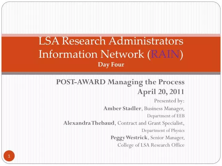 lsa research administrators information network rain day four
