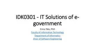 IDK0301 - IT Solutions of e-government