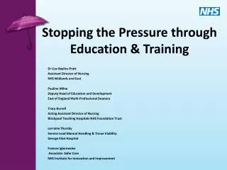 Stopping the Pressure through Education &amp; Training