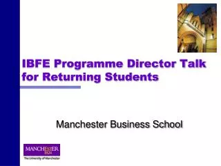 IBFE Programme Director Talk for Returning Students