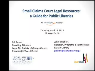 Small Claims Court Legal Resources: a Guide for Public Libraries