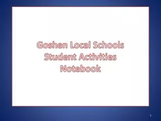 Goshen Local Schools Student Activities Notebook