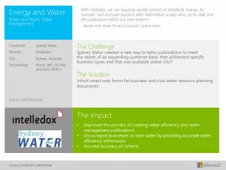 The Challenge Sydney Water needed a new way to tailor publications to meet