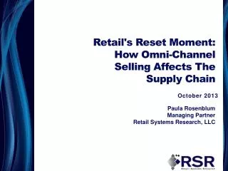 Retail's Reset Moment: How Omni-Channel Selling Affects The Supply Chain