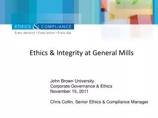 Ethics &amp; Integrity at General Mills