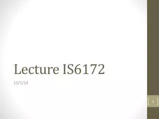 Lecture IS6172