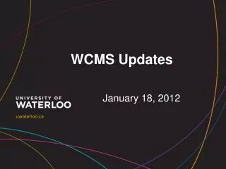 WCMS Updates