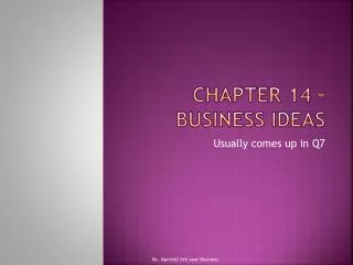 Chapter 14 – Business Ideas