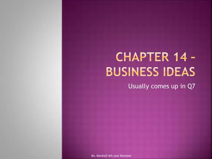 chapter 14 business ideas