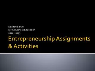Entrepreneurship Assignments &amp; Activities