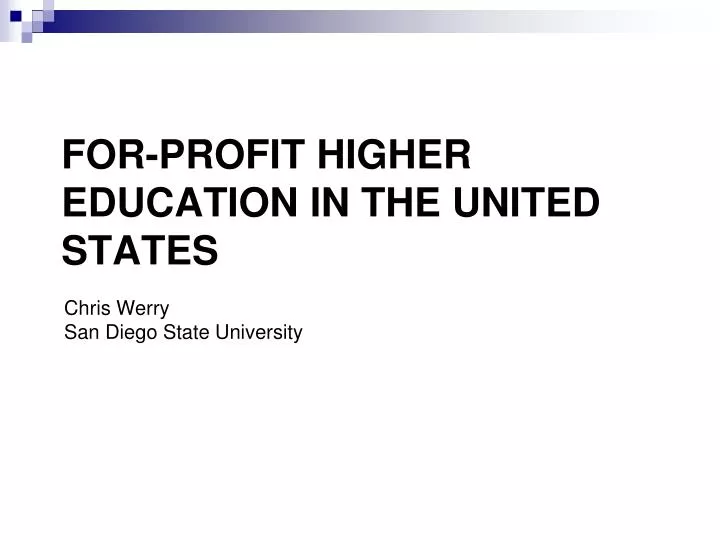 for profit higher education in the united states
