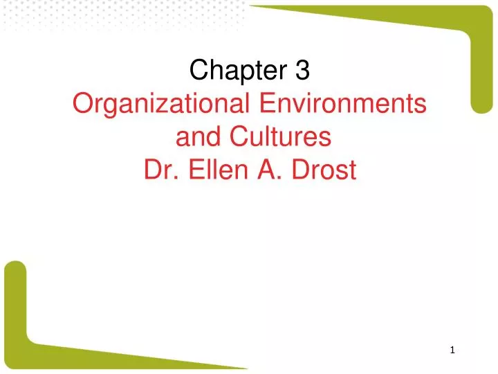 chapter 3 organizational environments and cultures dr ellen a drost