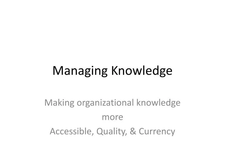managing knowledge