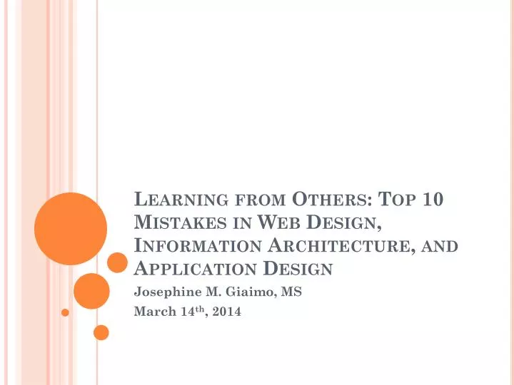 learning from others top 10 mistakes in web design information architecture and application design