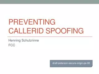 Preventing callerID spoofing