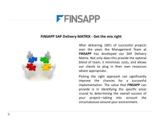 FINSAPP SAP Delivery MATRIX - Get the mix right