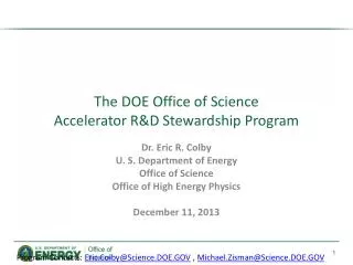 The DOE Office of Science Accelerator R&amp;D Stewardship Program