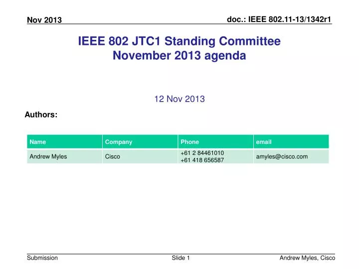 ieee 802 jtc1 standing committee november 2013 agenda