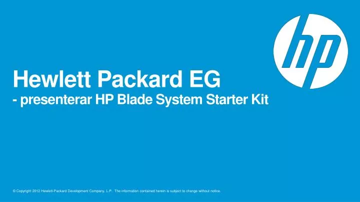 hewlett packard eg presenterar hp blade system starter kit