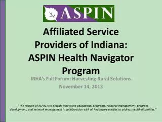 Affiliated Service Providers of Indiana: ASPIN Health Navigator Program
