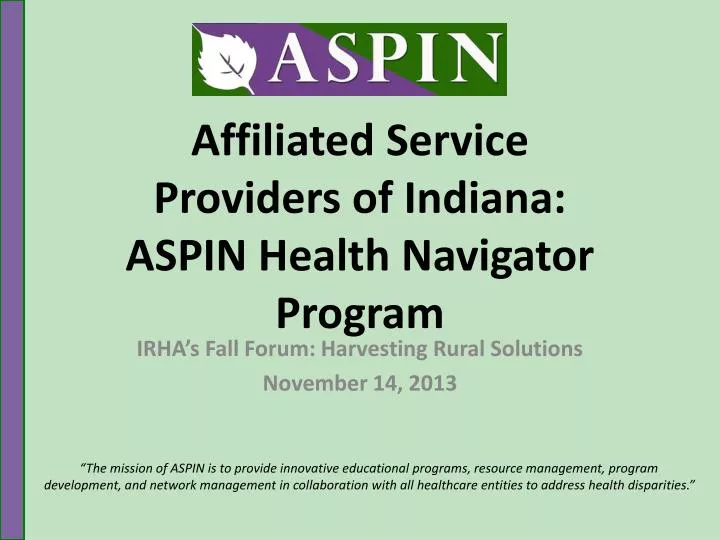 affiliated service providers of indiana aspin health navigator program