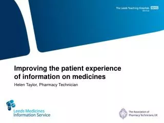 Improving the patient experience of information on medicines