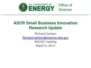 ASCR Small Business Innovation Research Update