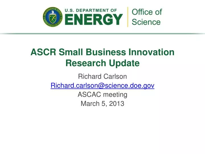 ascr small business innovation research update