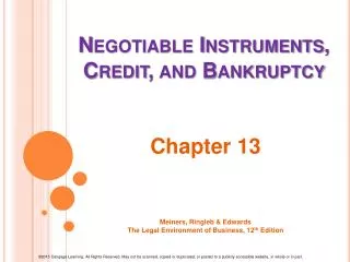 Negotiable Instruments, Credit, and Bankruptcy
