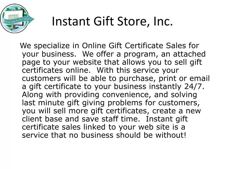 instant gift store inc