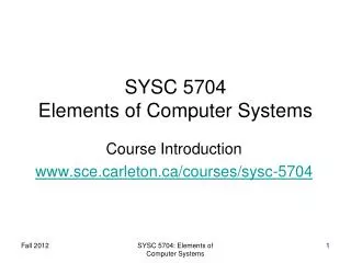 SYSC 5704 Elements of Computer Systems