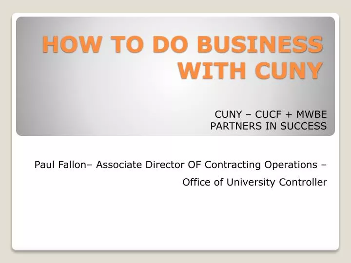 how to do business with cuny