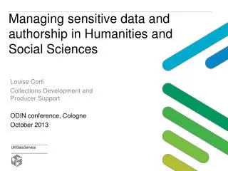Managing sensitive data and authorship in Humanities and Social Sciences