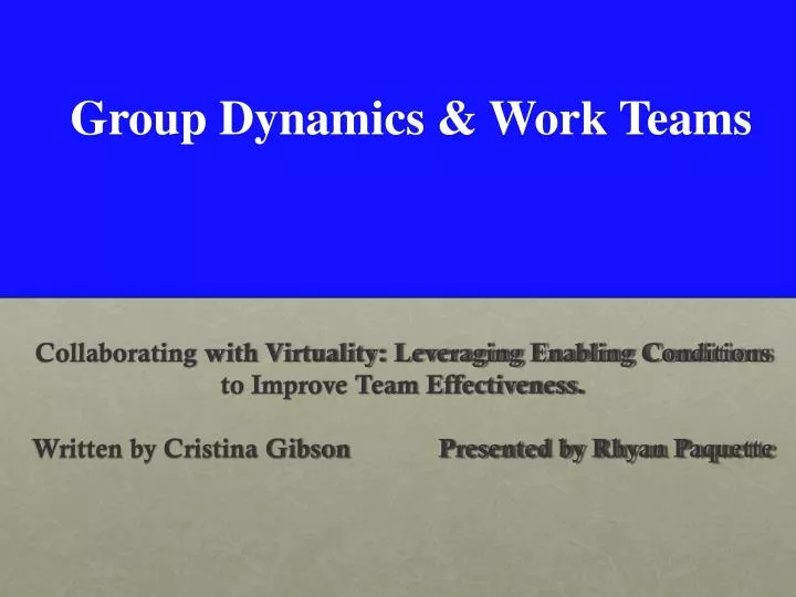group dynamics work teams
