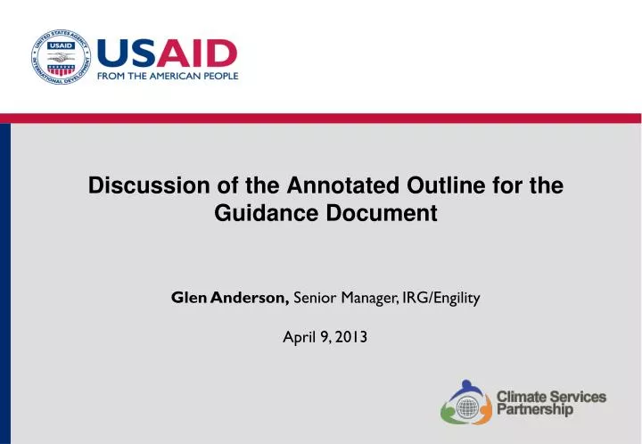 discussion of the annotated outline for the guidance document