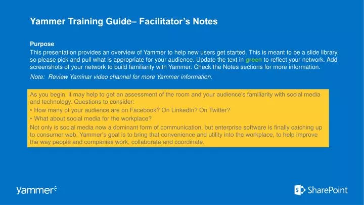 yammer training guide facilitator s notes