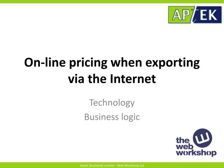 on line pricing when exporting via the internet