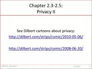 Chapter 2.3-2.5: Privacy II