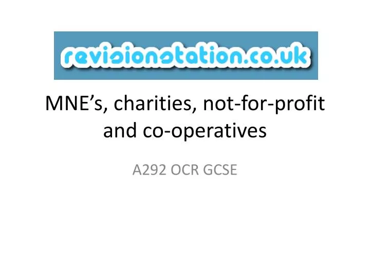 mne s charities not for profit and co operatives