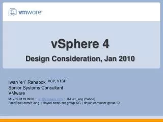 vSphere 4 Design Consideration, Jan 2010