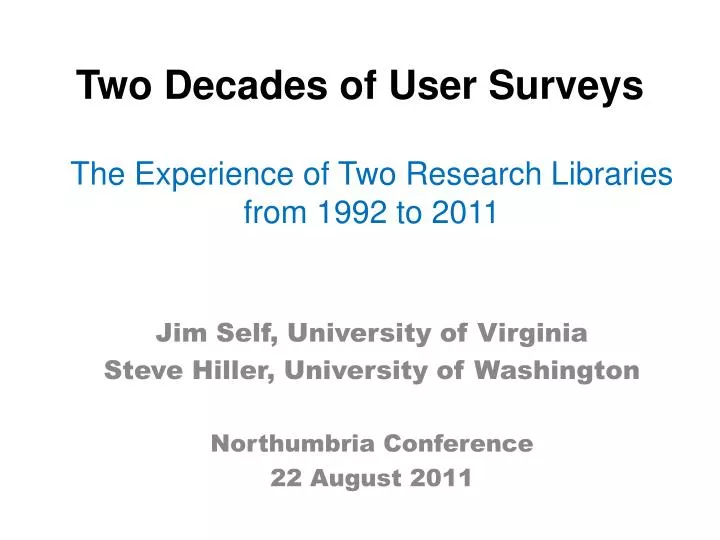 two decades of user surveys