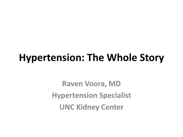 hypertension the whole story