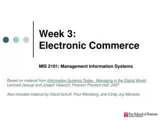 Week 3: Electronic Commerce