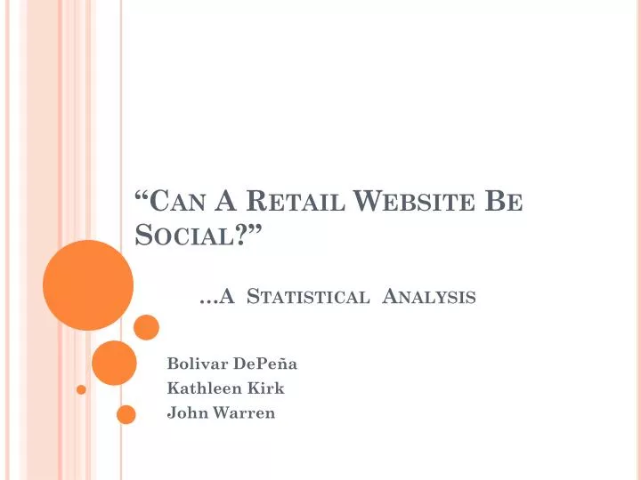 can a retail website be social a statistical analysis