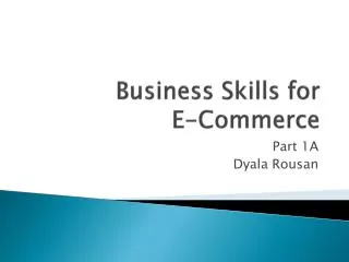 Business Skills for E-Commerce