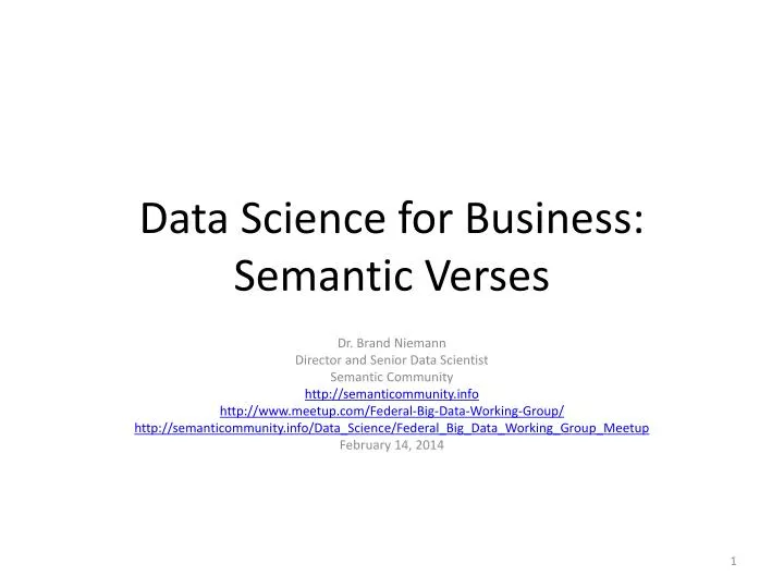 data science for business semantic verses
