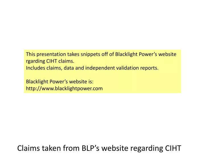claims taken from blp s website regarding ciht