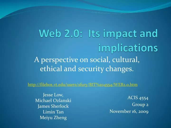 web 2 0 its impact and implications